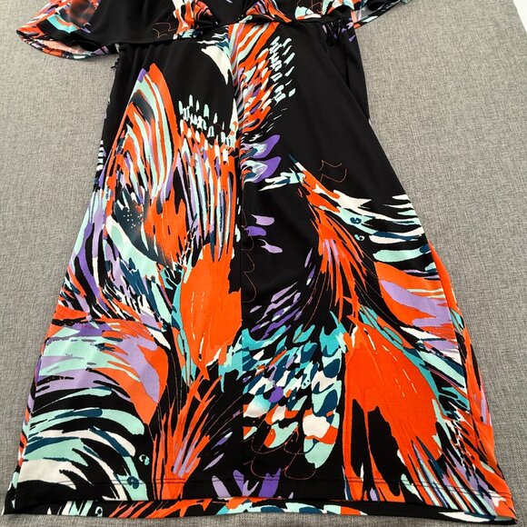 Jones Studio Dress Medium Flutter Sleeves Abstract Print V-Neck Stretchy - Picture 11 of 12